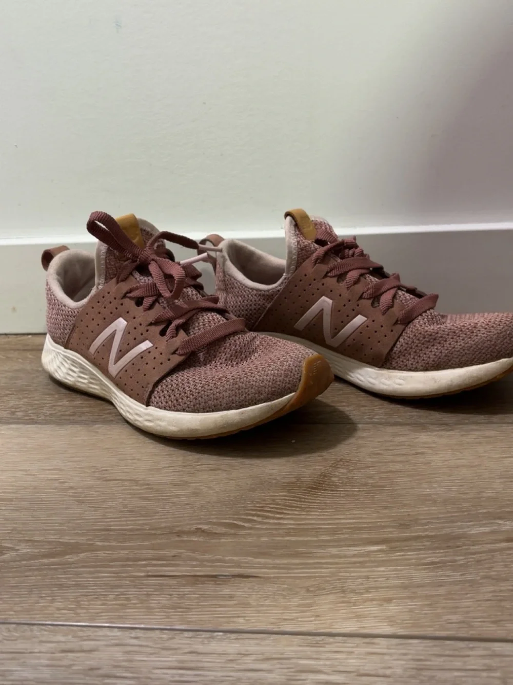 New Balance Rosewood Knit Sneakers with Tan Accents